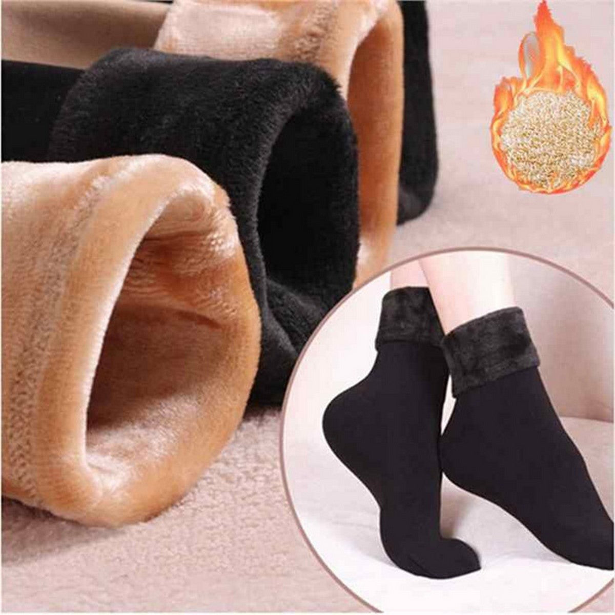 2 Pairs Ladies Velvet Cashmere Warm Socks For Ladies– Thick Wool Socks for Autumn, Winter, Spring