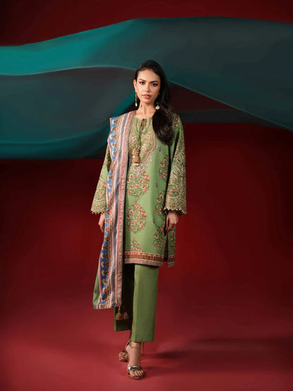 3 Piece - Printed Embroidered Suit