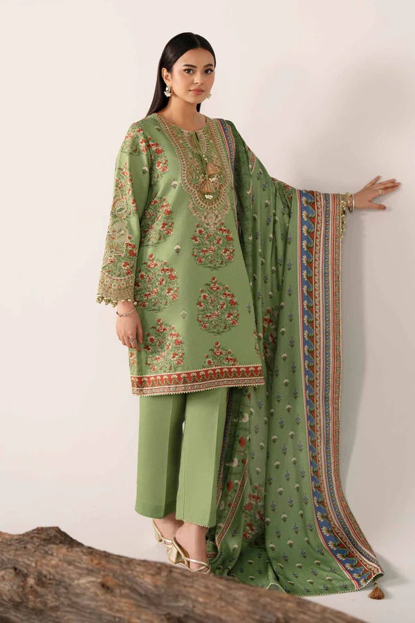 3 Piece - Printed Embroidered Suit