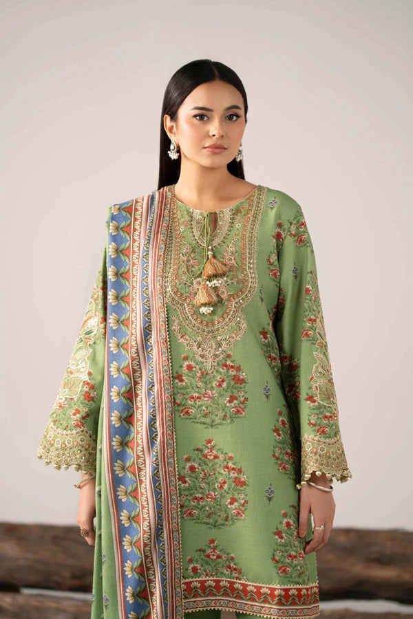3 Piece - Printed Embroidered Suit